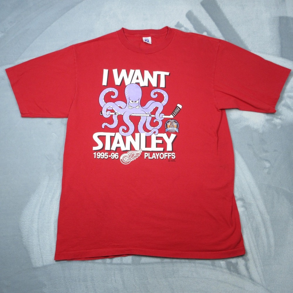 Vintage Detroit Red Wings Shirt Mens XL Tall NHL 1995-96 Playoffs Logo 7 90s
